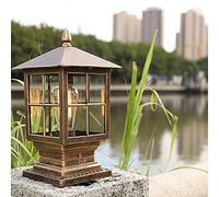 Mengjay Trade Jardín Exterior Cuadrado, E27 Apliques de Exterior Aluminio IP44 Impermeable, LED Lámpara de Sobremuro Exteriores metal Retro creativo, Patio Caminos porche césped Terraza (Bronce)