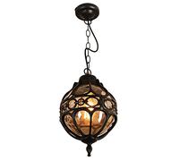 Mengjay Trade Lámpara Colgante de Exterior E27 Vintage Lámparas de Techo de Metal y Vidrio Iluminación de techo A prueba de lluvia Impermeable IP23 Pabellón Villa Loft Araña Luz exterior (Black)