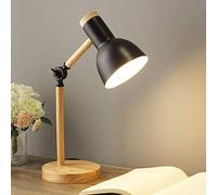 Mengjay Trade Lámpara de escritorio creativa nórdica, lámpara de noche para dormitorio moderno, lámpara de mesa de lectura con protección ocular para niños, Luz de noche ajustable E27 (Negro)