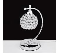 Mengjay Trade Lámpara de mesa de cristal moderna, Decorativa Lámpara de mesita de noche, E27 base Lámpara de escritorio con interruptor, Luz de noche para dormitorio, sala de estar, oficina (Silver)