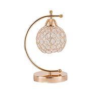 Mengjay Trade Lámpara de mesa de cristal moderna, Decorativa Lámpara de mesita de noche, E27 base Lámpara de escritorio con interruptor, Luz de noche para dormitorio, sala de estar, oficina (Gold)