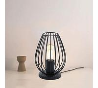 Mengjay Trade Lámpara de mesa moderna de metal negro estilo jaula, Lámpara de escritorio de alambre de hierro de estilo nórdico, Luz nocturna con iluminación decorativa para dormitorio (A)