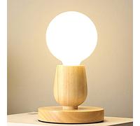 Mengjay Trade Lampara de Mesa Moderna E27 Lampara de Escritorio de Madera Lampara de Noche luminaria de sobremesa con interruptor Para Dormitorio/Sala de Estar Enchufe de La Ue Base de Madera(D)