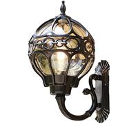 Mengjay Trade Lámpara de Pared Exterior Impermeable IP23 Vintage E27, Aplique Rústico Clásico Esférico de Vidrio para Jardín
