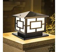 Mengjay Trade Lámpara de Sobremuro Exterior en Aluminio - Pedestal Moderno de Jardín Impermeable Cuadrado E27 para Patio, Terraza y Caminos, Negro