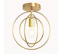 Mengjay Trade Lampara del Techo Vintage Hierro, Industrial, Dorado, 30x30cm x 6cm, Perfecta para Cocina, Baño, Pasillo, Dormitorio