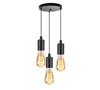 Mengjay Trade Lámpara Techo Industrial Vintage Negra, 3 Cabezas, 8 cm x 25 cm x 12 cm, Negro, Sala de Estar, Dormitorio, Cocina, Comedor, Baño, Oficina en Casa, Vestíbulo, Terraza
