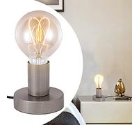 Mengjay Trade Lámparas de mesa Lámpara de Cabecera de Noche moderno Metal Light Retro Edison Enchufe Iluminación nocturna,para sala de estar Decoración de escritorio Iluminación industrial E27,Plata