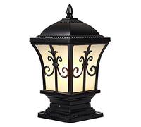 Mengjay Trade Retro Lámpara de Sobremuro para Exteriores,Impermeable Luces de Pedestal Camino Paisaje Luces Poste Aluminio Farola de Exterior E27 Lámpara de Jardín metal Patio Paredes Porche cuadrado