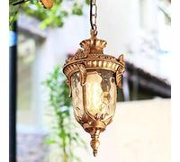 Mengjay Trade Vintage Lámparas de Techo de Metal y Vidrio Araña Lámparas de Techo al Aire Libre Impermeables Antiguo Exterior Iluminación Colgante para Jardín Balcón Patio,Dorado