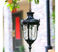 Mengjay Trade Vintage Lámparas de Techo de Metal y Vidrio Araña Lámparas de Techo al Aire Libre Impermeables Antiguo Exterior Iluminación Colgante para Jardín Balcón Patio,Negr