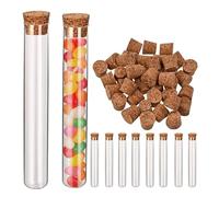 MENGKE 10 mini tubos de ensayo de plástico de 10 ml, 15 x 100 mm, con fondo redondo y tapón de corcho for recuerdos de boda.
