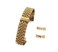 MENGKE 16/18/20/22 mm Compatible con correa de reloj de acero inoxidable macizo Jubilee Compatible con Rolex 12/13/14/17/19 mm Reemplazo de pulsera con correa de extremo plano y curvo(Gold,20mm)