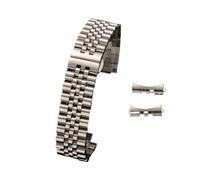 MENGKE 16/18/20/22 mm Compatible con correa de reloj de acero inoxidable macizo Jubilee Compatible con Rolex 12/13/14/17/19 mm Reemplazo de pulsera con correa de extremo plano y curvo(Silver,16mm)