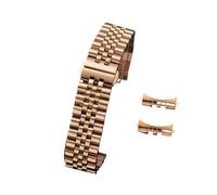 MENGKE 16/18/20/22 mm Compatible con correa de reloj de acero inoxidable macizo Jubilee Compatible con Rolex 12/13/14/17/19 mm Reemplazo de pulsera con correa de extremo plano y curvo(Rose-Gold,13mm)