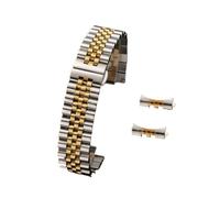 MENGKE 16/18/20/22 mm Compatible con correa de reloj de acero inoxidable macizo Jubilee Compatible con Rolex 12/13/14/17/19 mm Reemplazo de pulsera con correa de extremo plano y curvo(Silver-Gold,20mm