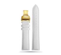 MENGKE 16 Mm 18 Mm 20 Mm 22 Mm Negro Marrón Rojo Grado Lagarto Patrón Hombres Y Mujeres Correa De Reloj De Cuero Genuino(White gold buckle,22mm)