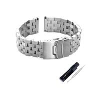 MENGKE 18mm 20mm 22mm 24mm 26mm Interfaz Plana De Acero Inoxidable Sólido Completo De Correa De Reloj Pulsera Con Herramientas(Silver-Pins,20mm)