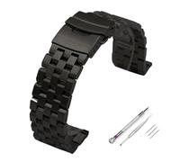 MENGKE 18mm 20mm 22mm 24mm 26mm Interfaz Plana De Acero Inoxidable Sólido Completo De Correa De Reloj Pulsera Con Herramientas(Black-Screw,26mm)