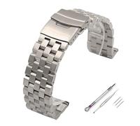 MENGKE 18mm 20mm 22mm 24mm 26mm Interfaz Plana De Acero Inoxidable Sólido Completo De Correa De Reloj Pulsera Con Herramientas(Silver-Screw,24mm)