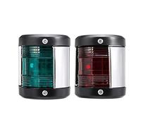 MENGKE 2 unids de Acero Inoxidable 12V Arco de navegación de la luz de navegación roja de la señal de Vela Verde en Forma for el Barco Marino Barco de Advertencia de yate