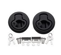 MENGKE 2 unids/Set Redondo Manija sin Bloqueo Flush Boat Lock Lock Gabinete Lift Thole Manija Ajuste for RV Bloqueo de la Cubierta del Barco Bloqueo de Acero Inoxidable(Black with Key)