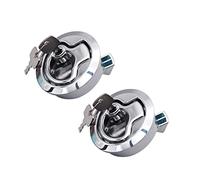 MENGKE 2 unids/Set Redondo Manija sin Bloqueo Flush Boat Lock Lock Gabinete Lift Thole Manija Ajuste for RV Bloqueo de la Cubierta del Barco Bloqueo de Acero Inoxidable(Silver with Key)
