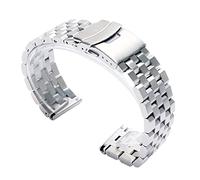 MENGKE 22 Mm 20 Mm Plata, Negro Acero Inoxidable Eslabón Sólido Correa De Reloj Cierre Plegable(Silver,22mm)