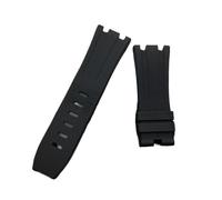 MENGKE 28 mm Negro Azul 15703 Naturaleza Goma Silicona Reloj Reloj Reloj Reloj Banda de Correa Ajuste for Ap Mira a Audemars y Piguet Belt Logo Herramientas(Black_with Black Buckle)