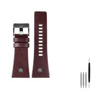 MENGKE Ajuste for Diesel Wheambands Muñeca de hombre Muñeca de tamaño grande Bandas P-Olice 2 6mm 28mm 30mm 32mm Correa de cuero de piel de becerro genuina marrón negro(B dark brown black,24mm)
