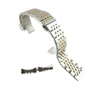 MENGKE Banda de reloj de acero inoxidable 12 mm 14 mm 17 mm 19 mm 18 mm 20 mm 21 mm 22mm Correa de pulsera Curved Fin del reloj Correa de la correa de doble bloqueo de bloqueo(Silver with rose gol,22m