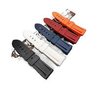 MENGKE Banda de reloj de goma de silicona 22 mm 24 mm 26 mm negro azul rojo naranja blanco reloj de reloj de reloj for la correa de Panerai Herramienta libre de la banda de reloj(22mm Blue_With Silver