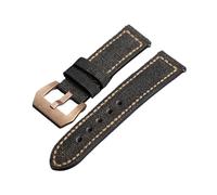 MENGKE Correa De Cuero De Lona, 20 22 24MM Reloj Pulsera For Hombre, Reloj Compatible Con PAM111 411 Cuero For Hombre Br(Brack Bronze Buckle,26mm)