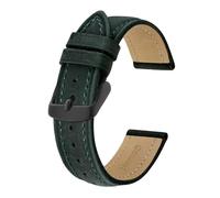 MENGKE Correa De Reloj Correa De Reloj De Cuero Crazy Horse Retro De 14 Mm ~ 24 Mm Con Hebilla Negra Correa De Repuesto For Hombres Y Mujeres(Green,18mm)