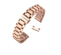MENGKE Correa de reloj de acero inoxidable con extremo curvo, correas de reloj de 16mm, 17mm, 18mm, 19mm, 20mm, 21mm, 22mm, 23mm y 24mm, pulsera con bandas de acero(Rose gold-flat,16mm)