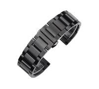 MENGKE Correa De Reloj De Acero Inoxidable Sólido, 18mm, 20mm, 22mm, 24mm, Hebilla De Mariposa De Despliegue, Pulsera De Repuesto De Metal For Hombre, Correa De Reloj(Black matte,24mm)