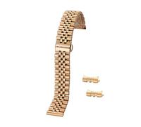 MENGKE Correa De Reloj De Acero Inoxidable Sólido De 19/20/21/22mm, Correa De 12/13/14/16/17/18mm, Repuesto De Pulsera De Eslabones Semicirculares Con Extremo Curvo Plano(Rose-Gold,18mm)