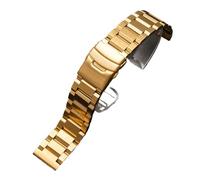 MENGKE Correa de reloj de acero inoxidable sólido, hebilla plegable de Metal, accesorios de repuesto for reloj, 18, 19, 20, 21, 22mm, 23mm, 24mm y 25mm(Gold,22mm)