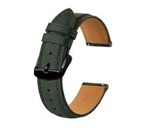 MENGKE Correa De Reloj De Cuero Con Textura For Hombres Y Mujeres, Pulseras De 18mm, 20mm Y 22mm, Repuesto Rápido, Hebilla Negra(Green-Black,20mm)