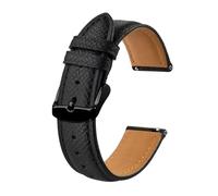 MENGKE Correa De Reloj De Cuero Con Textura For Hombres Y Mujeres, Pulseras De 18mm, 20mm Y 22mm, Repuesto Rápido, Hebilla Negra(Black-Black,20mm)