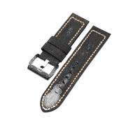 MENGKE Correa De Reloj De Cuero De Lona 20 22 24 26MM Negro Verde Marrón Denim Material Grueso Correa Retro,(Brack carved buckle,24mm)