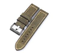 MENGKE Correa De Reloj De Cuero De Lona 20 22 24 26MM Negro Verde Marrón Denim Material Grueso Correa Retro,(Green carved buckle,22mm)