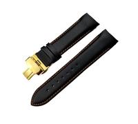 MENGKE Correa de reloj de cuero de vaca Compatible con Tissot T035 correa de reloj pulseras hebilla de mariposa reemplazo 22mm 23mm 24mm(Black orange gold,24mm)
