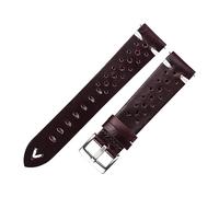 MENGKE Correa De Reloj De Cuero Genuino Poroso 18mm 20mm 22mm Marrón Oscuro Hecho A Mano Correa De Reloj De Cuero De Cera De Aceite Liberación Rápida Mujeres Hombres(Red wine-silver,20mm)