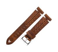 MENGKE Correa De Reloj De Cuero Genuino Poroso 18mm 20mm 22mm Marrón Oscuro Hecho A Mano Correa De Reloj De Cuero De Cera De Aceite Liberación Rápida Mujeres Hombres(Light brown-silver,18mm)