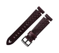 MENGKE Correa De Reloj De Cuero Genuino Poroso 18mm 20mm 22mm Marrón Oscuro Hecho A Mano Correa De Reloj De Cuero De Cera De Aceite Liberación Rápida Mujeres Hombres(Red wine-black,22mm)