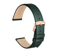MENGKE Correa De Reloj De Cuero Genuino, Pulsera De 8mm, 10mm, 12mm, 14mm, 16mm, 18mm Y 20mm For Mujer, Correa De Repuesto Con Hebilla De Acero Inoxidable(Dark Green-Rose,18mm)