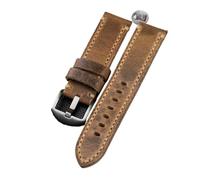 MENGKE Correa De Reloj De Cuero Hecha A Mano 20 21 22 23 24 26 MM Doblada Por La Mitad For Hacer Una Correa De Cuero De Capa Superior Suave Estilo Retro Compatible Con PAM111(A silver buckle,22mm)