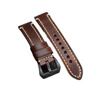 MENGKE Correa De Reloj De Cuero Italiano Hecha A Mano 20 22 24MM Tipo De Pulsera Suave Y Gruesa Correa De Cuero De Cera Vintage For Hombres(Brown Black buckle,20mm)