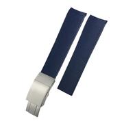 MENGKE Correa De Reloj De Goma 19 Mm 20 Mm 21 Mm Correa De Silicona De Compatible Con Pulseras De Reloj Longines Hydroconquest L3 781 782 VHP Negro Azul(Blue,21MM_WITH LETTERS)